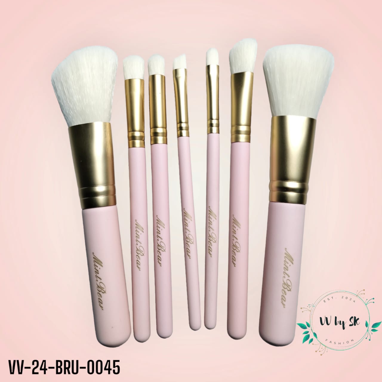 7 Pc Mint Bear Makeup Brush Set | VV-24-BRU-0045